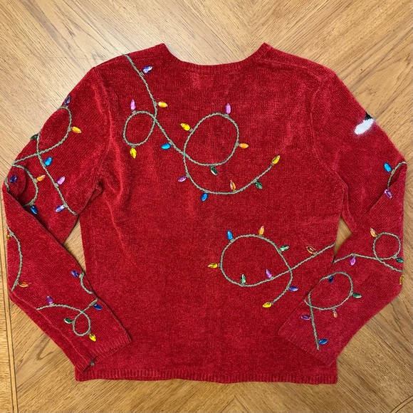 Vintage Susan Bristol Sweater Cats Christmas Cardigan Button Up Women’s Medium - Picture 10 of 12